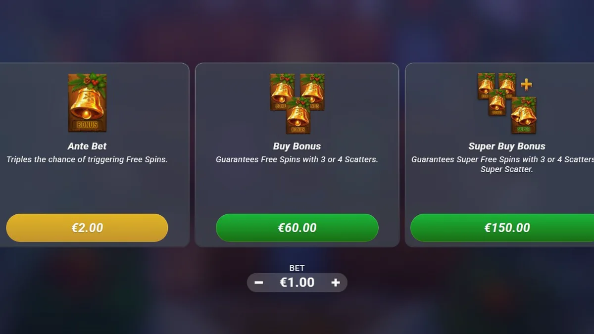 Cenário festivo e nevado do slot Holly com elementos de madeira esculpida